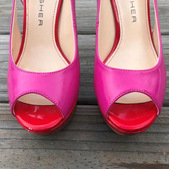 Marc Fisher Women Heels Shoes Open Toe Pink Red - Picture 5 of 8